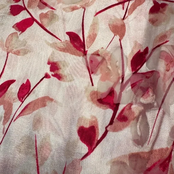 Pink and white silk blend floral blouse, size 14, from White House Black Market - Picture 6 of 8
